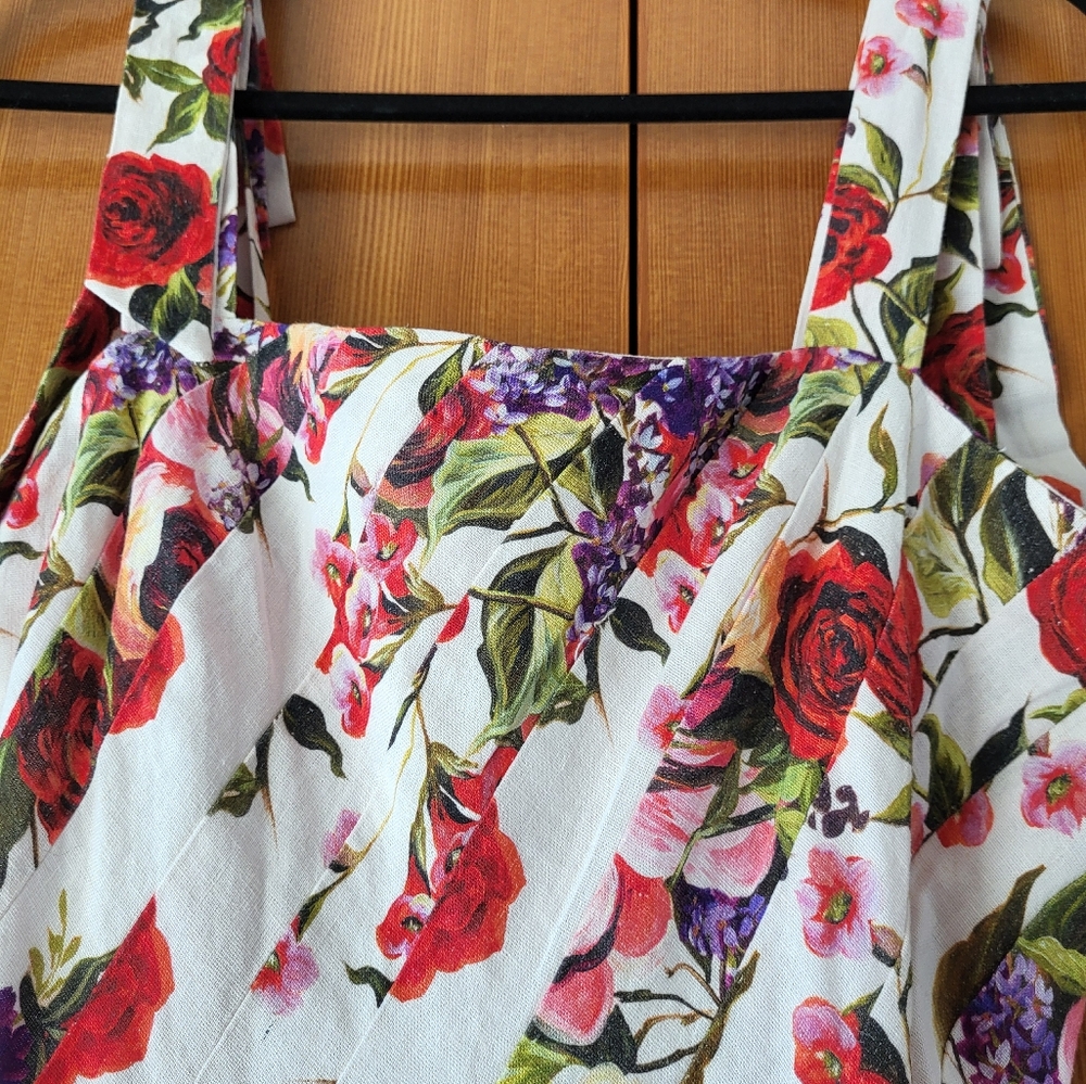 Avec Les Filles Linen-Blend Red/Purple Floral-Print Fit
Flare Midi Dress - Picture 5 of 7